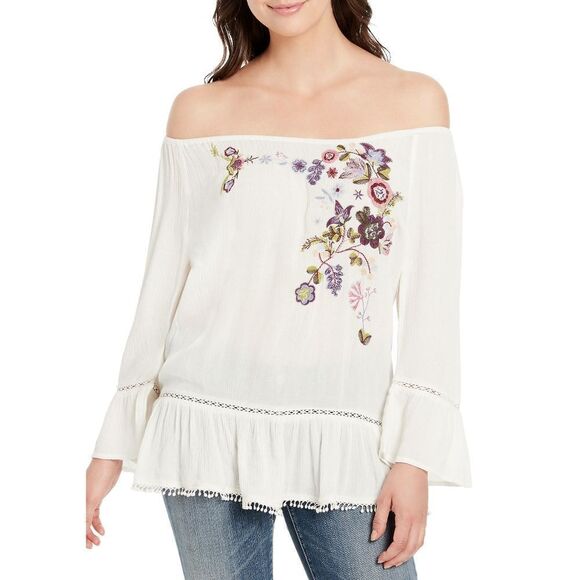 New! VINTAGE AMERICA Women's Embroidered Women's Peasant Top Blouse Size Small - Picture 2 of 4